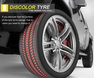 Los neumáticos Discolor Tyre cambian de color por el desgaste