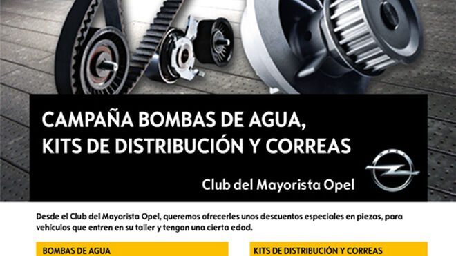 Campaña de bombas de agua, kits de distribución y correas de Opel