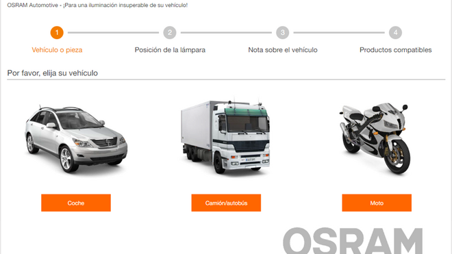 Osram mejora su buscador de lámparas de vehículos y estrena versión en español