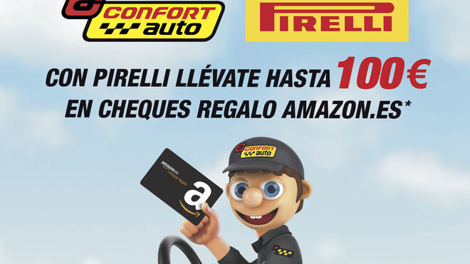 Confortauto regala hasta 100 euros en Amazon por la compra de neumáticos Pirelli