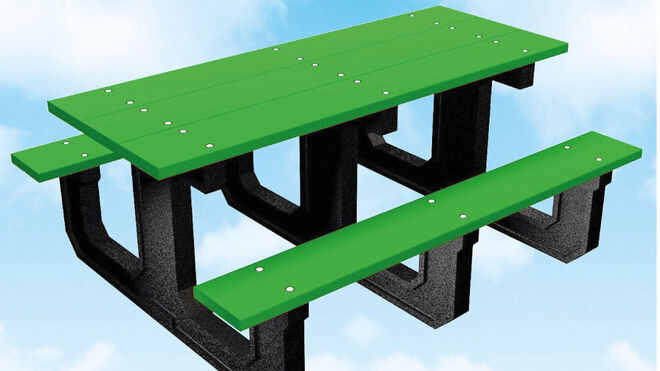 ¿Sabías que… se fabrican mesas de picnic de caucho reciclado procedente de NFU?