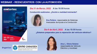 Centro Zaragoza organiza dos webinars sobre conducción autónoma y reparación de vehículos eléctricos