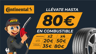 Confortauto regala cheques de hasta 80 euros en carburante por la compra de neumáticos Continental