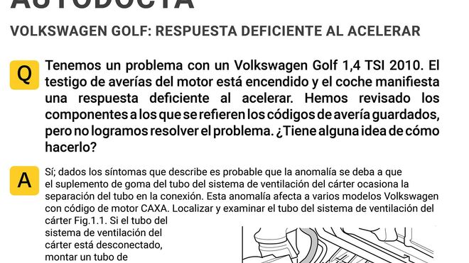 Esta es la solución para una respuesta deficiente al acelerar en un Volkswagen Golf 1.4 TSI de 2010
