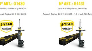 Monroe amplía su catálogo con amortiguadores para el Renault Captur (2020)