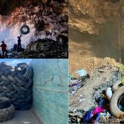 Retiran más de 400 neumáticos usados de una mina abandonada en la sierra de Enmedio (Murcia)