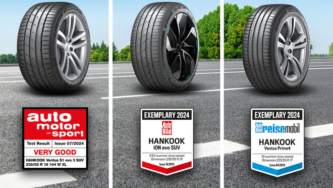 Los neumáticos Hankook destacan por rendimiento y calidad en tres comparativas